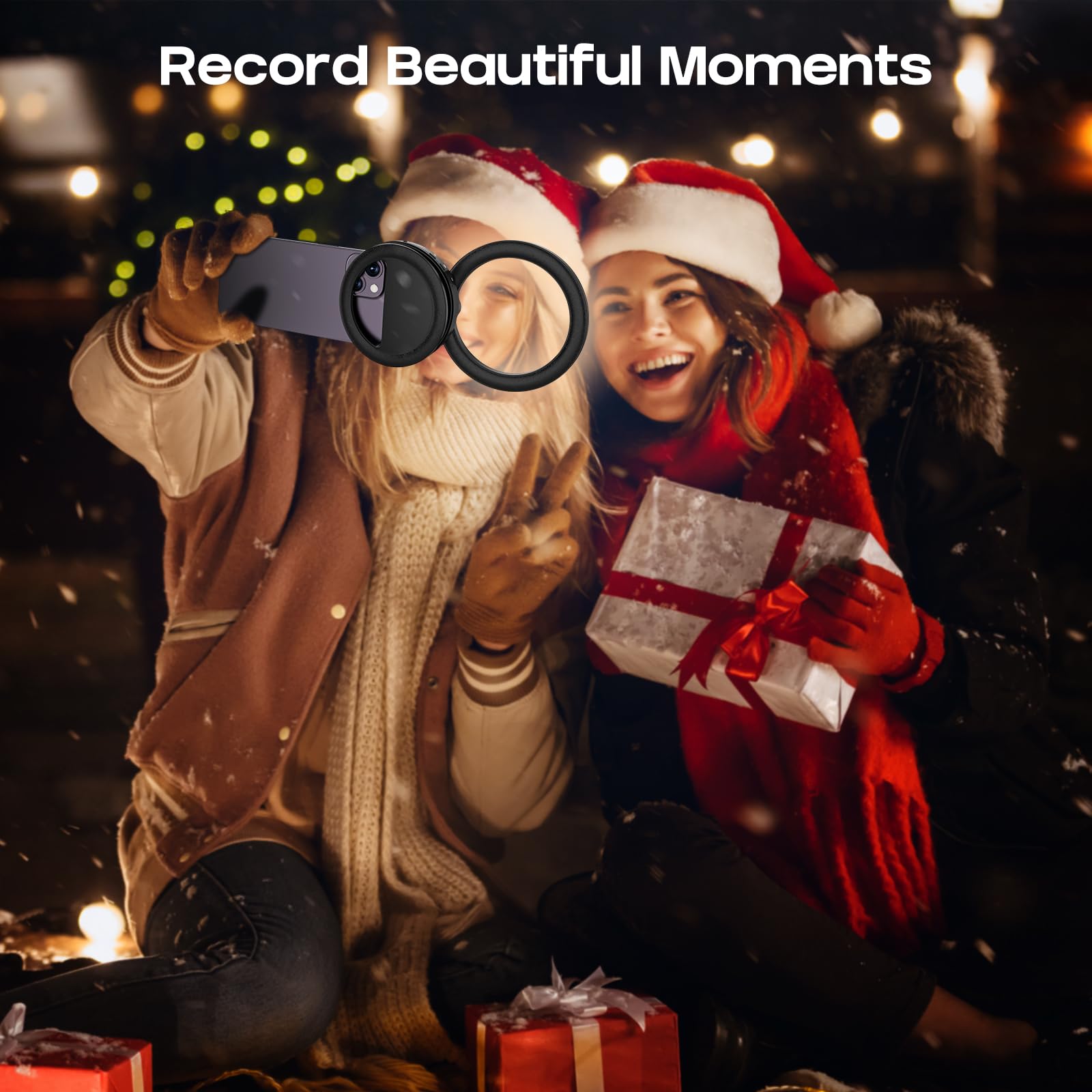 RealPlus Ring Light Ruotabile Luce Selfie Nero 40 LED Ricaricabile