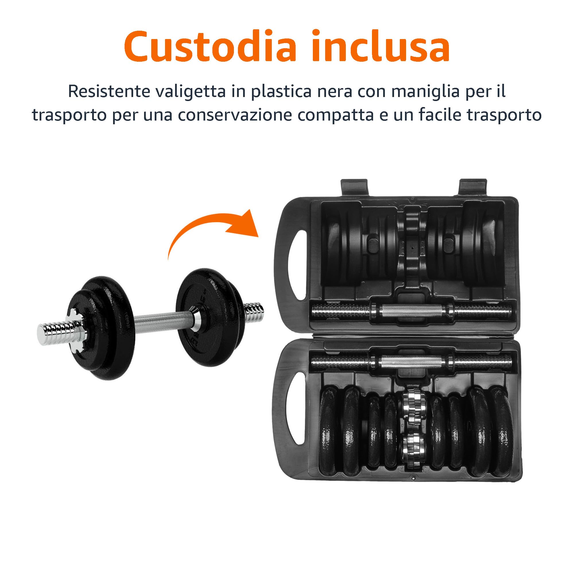 Amazon Basics Set Pesi Regolabili 17,2 kg Nero