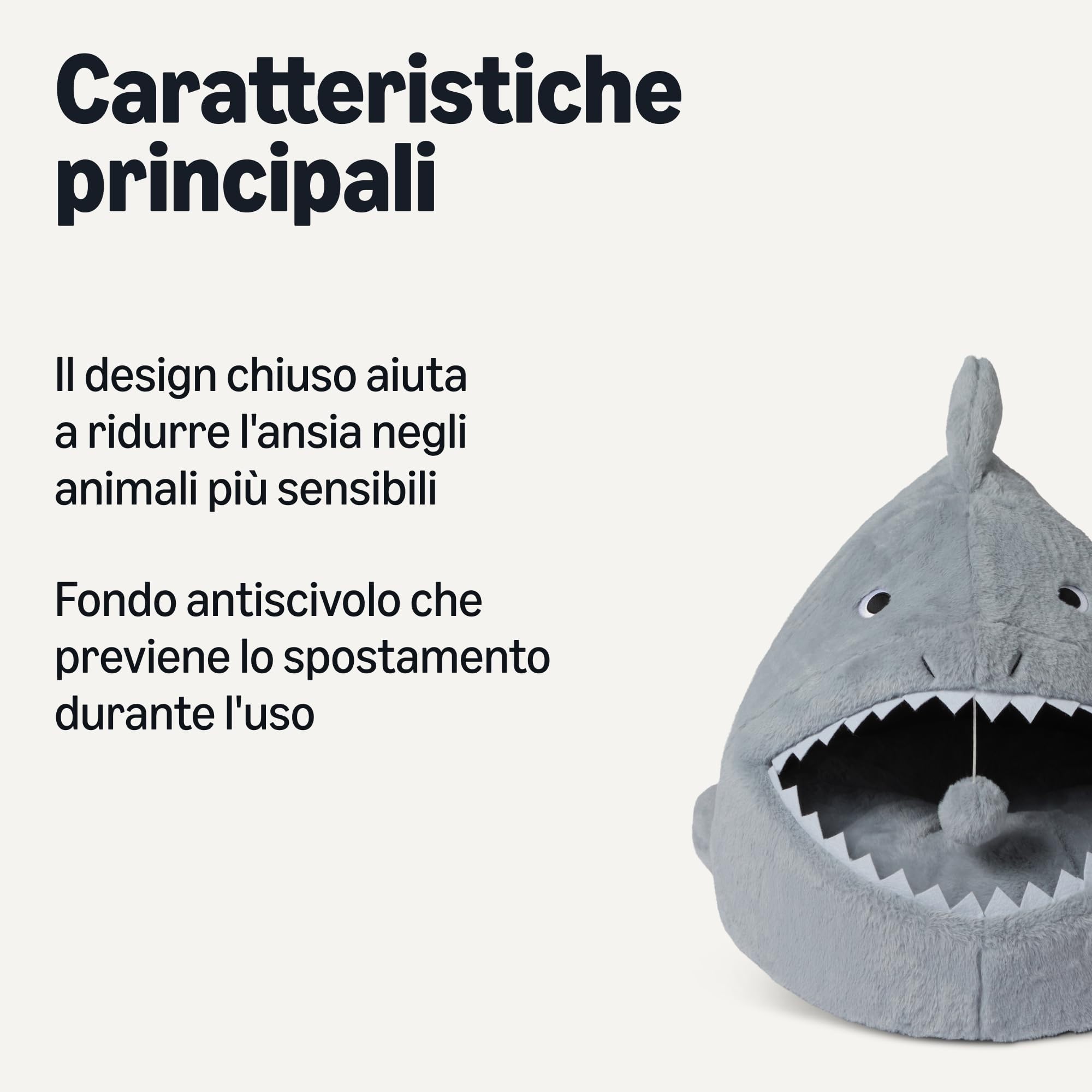 AmazonBasics Cuccia Gatto Squalo Grigio con Cuscino Lavabile
