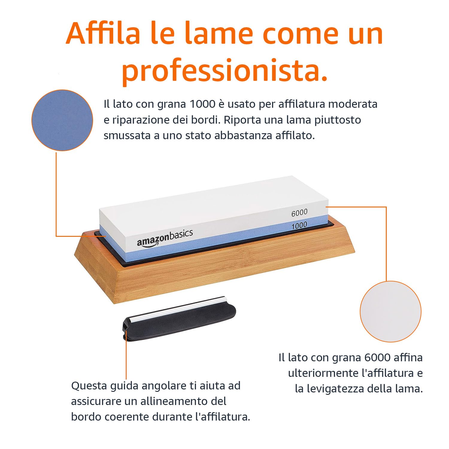 AmazonBasics 1000/6000 Pietra Affilacoltelli Doppia Faccia