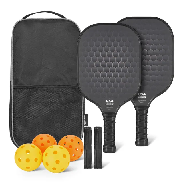 Amazon Basics Stealth racchette da pickleball set 2 nero vetro