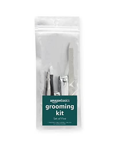 AmazonBasics Kit Toelettatura Manicure 5 Pezzi Acciaio
