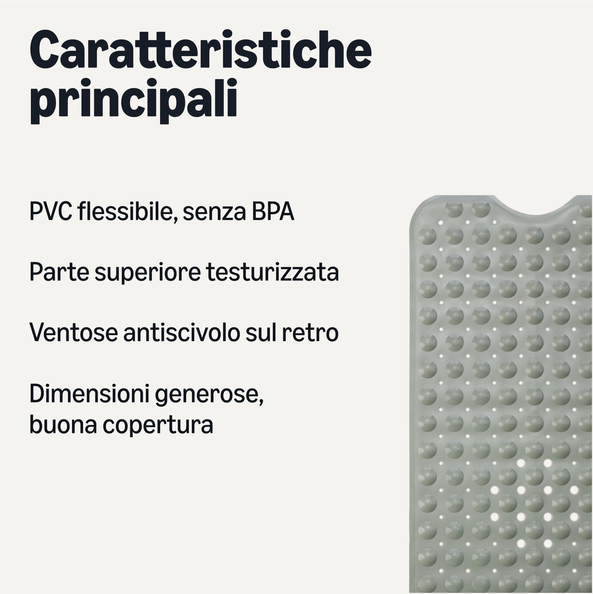 Amazon Basics Tappetino Doccia Antiscivolo Grigio 40x16