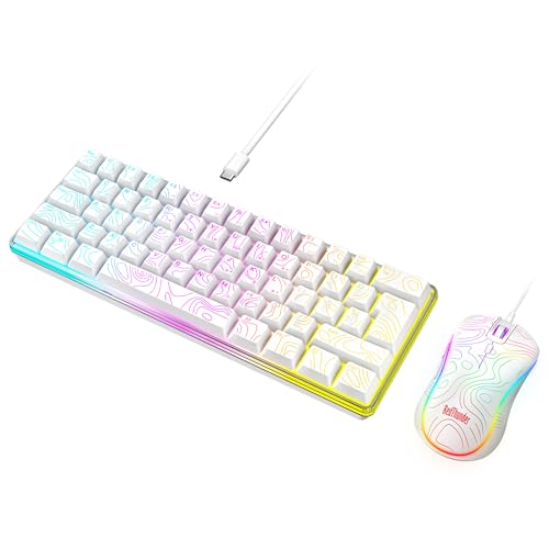 RedThunder Tastiera e Mouse Gaming 60% RGB 61 Tasti Bianco