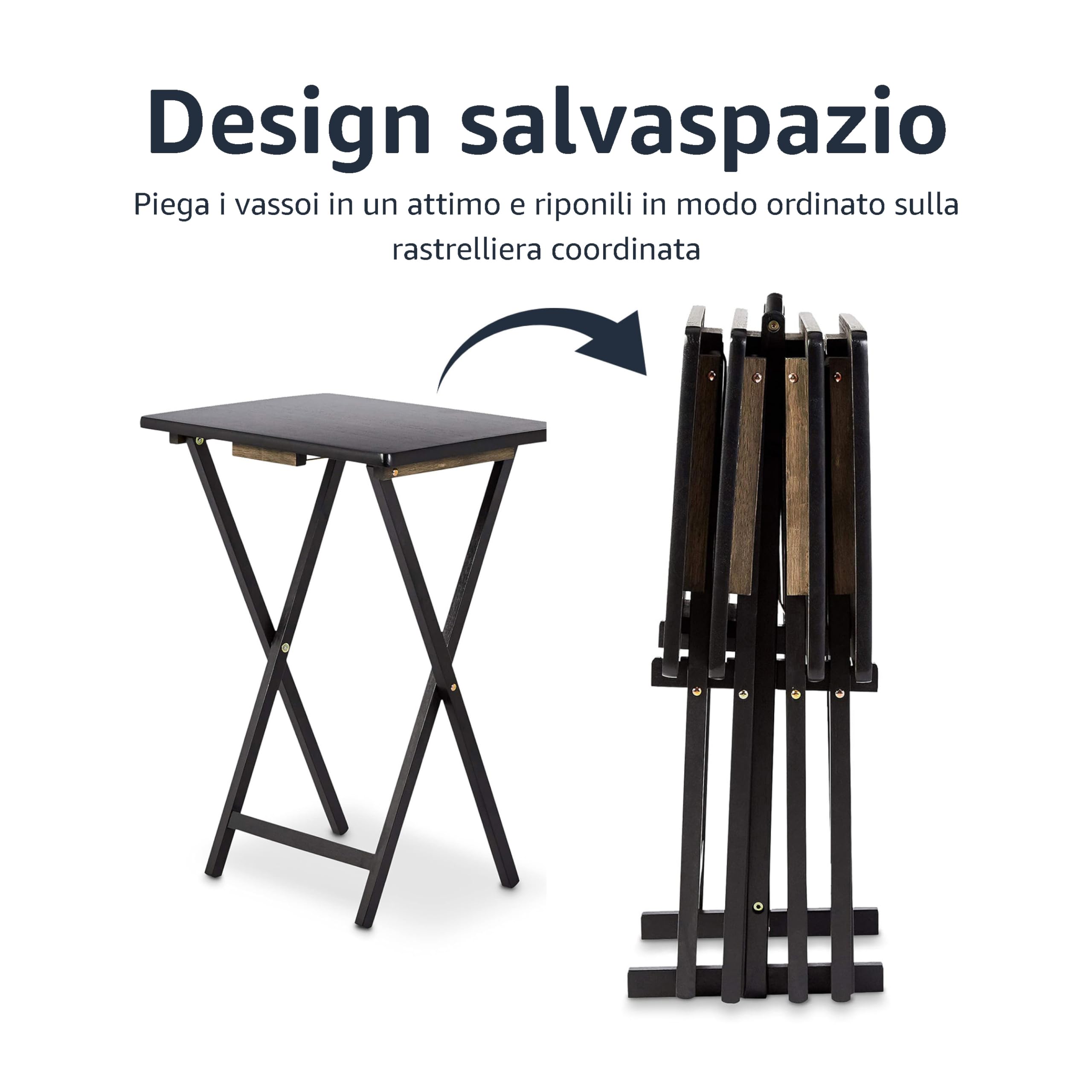 Amazon Basics Tavolini Pieghevoli Legno Set 4 pezzi nero