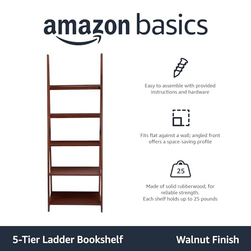 AmazonBasics Libreria Scala 5 Ripiani Legno Noce