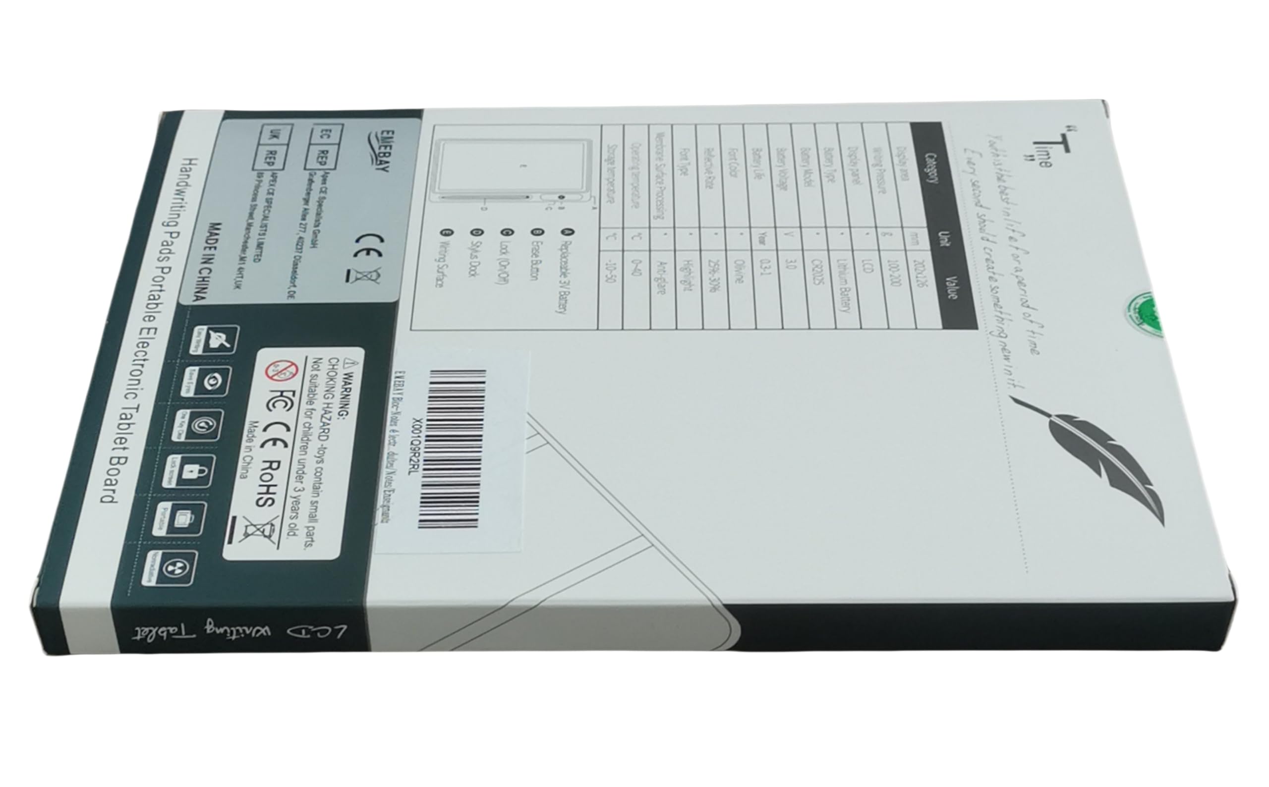EMEBAY Tablet Disegno LCD 10,1 Pollici Nero con Custodia