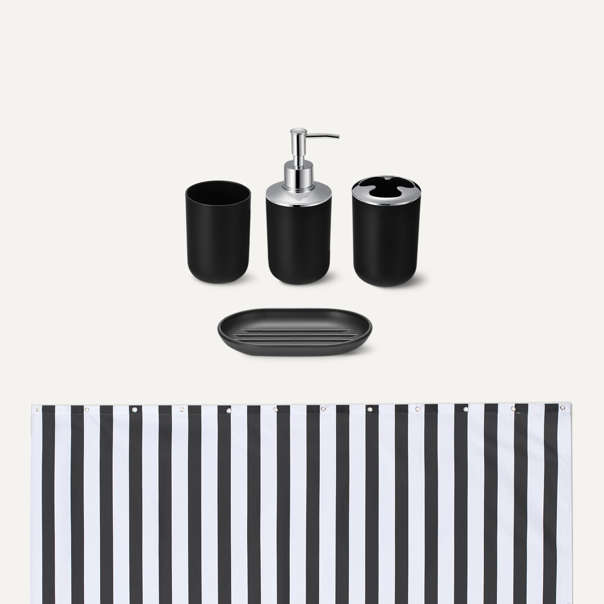 Amazon Basics Set Bagno 6 pezzi tenda doccia nero