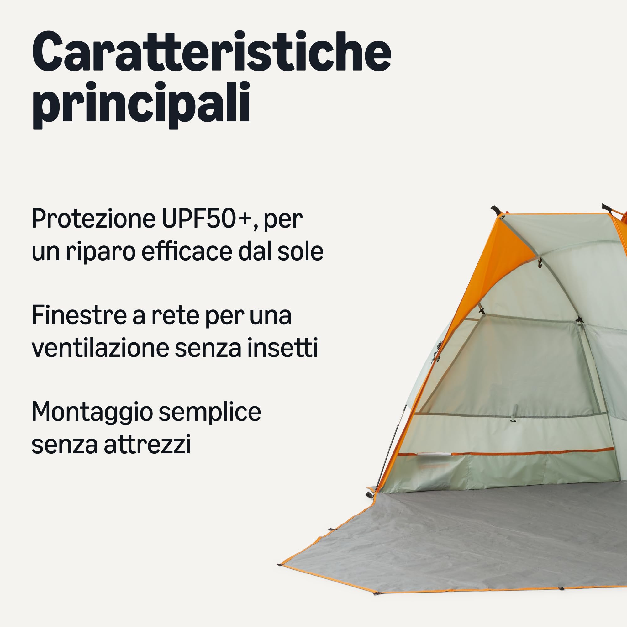 Amazon Basics tenda parasole campeggio grigio arancio 2-3 posti