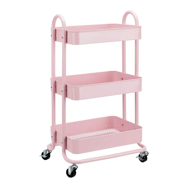 Amazon Basics Carrello 3 Ripiani con Ruote Rosa Antico Metallo