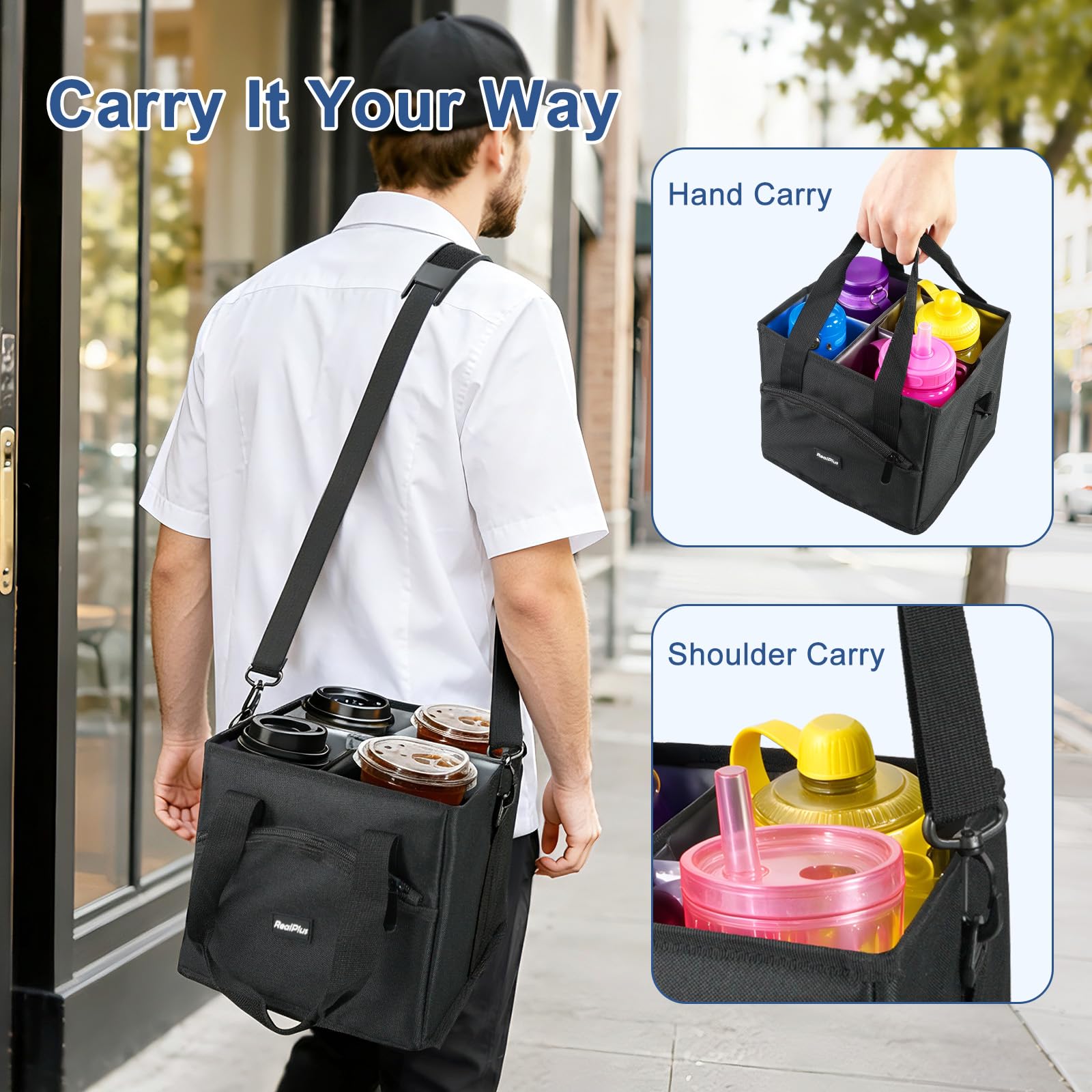 RealPlus borsa portabottiglie 4 bottiglie con tracolla