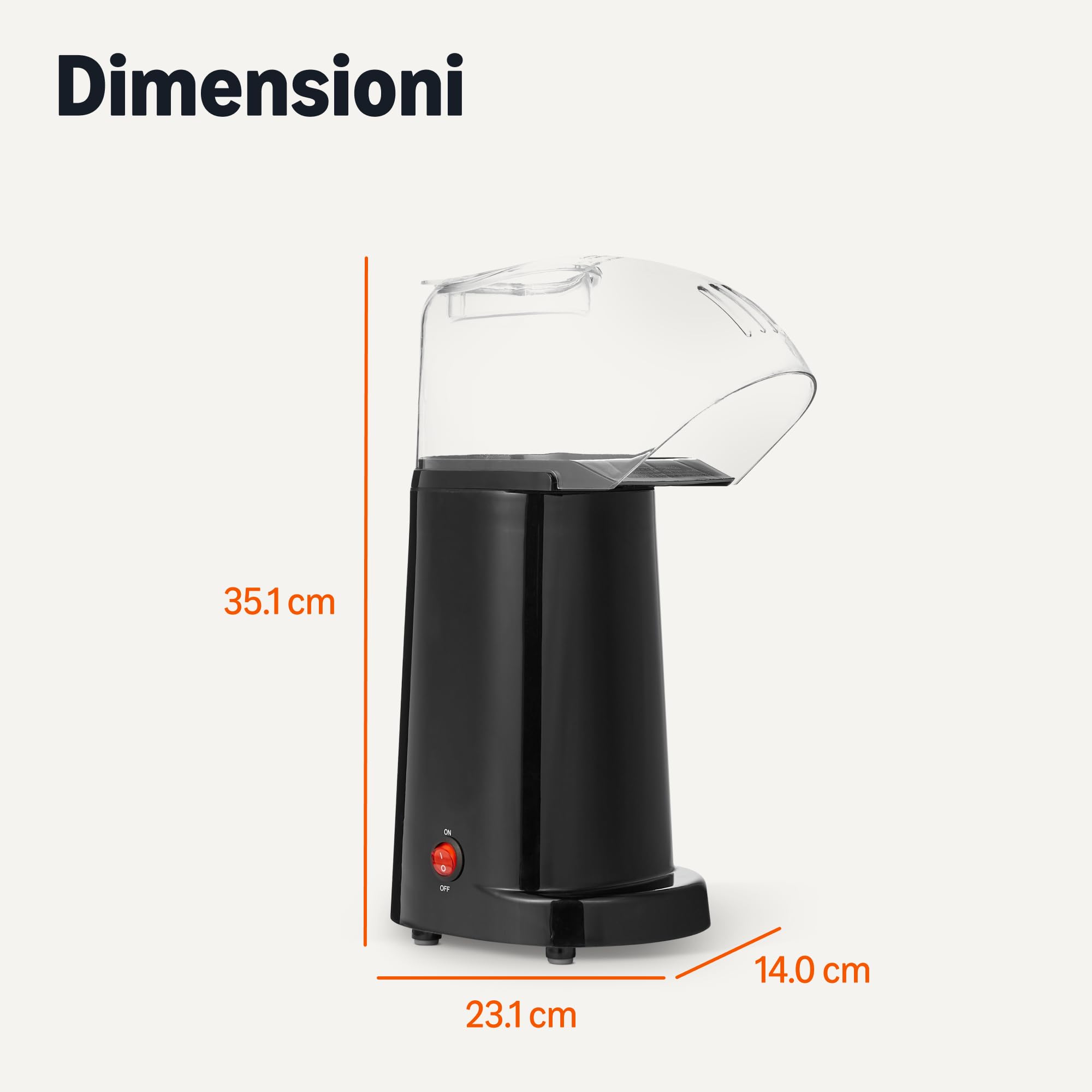 AmazonBasics Macchina Popcorn Aria Calda 1400W 16 Tazze