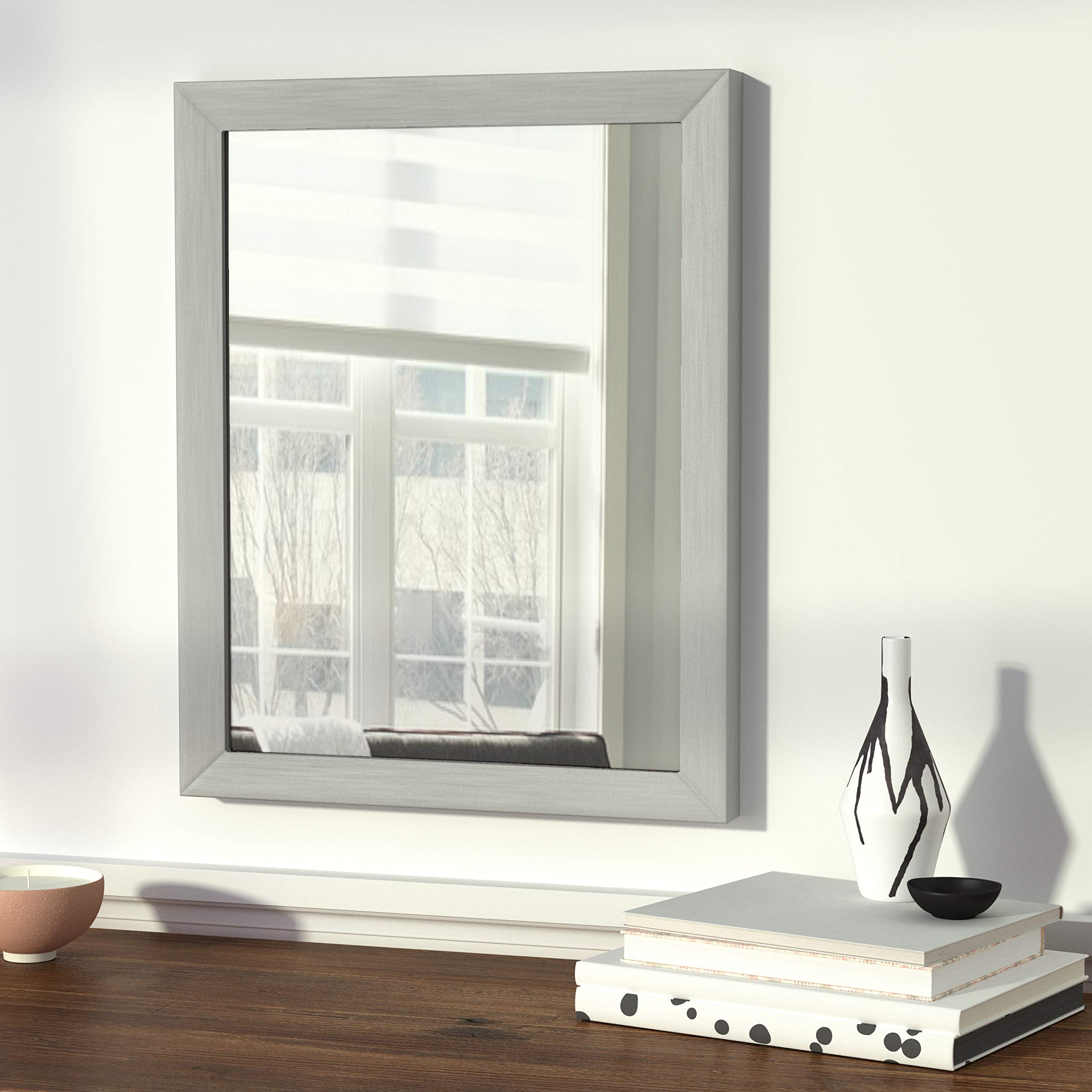 Amazon Basics Specchio da Parete Rettangolare 40,6x50,8 Nichel