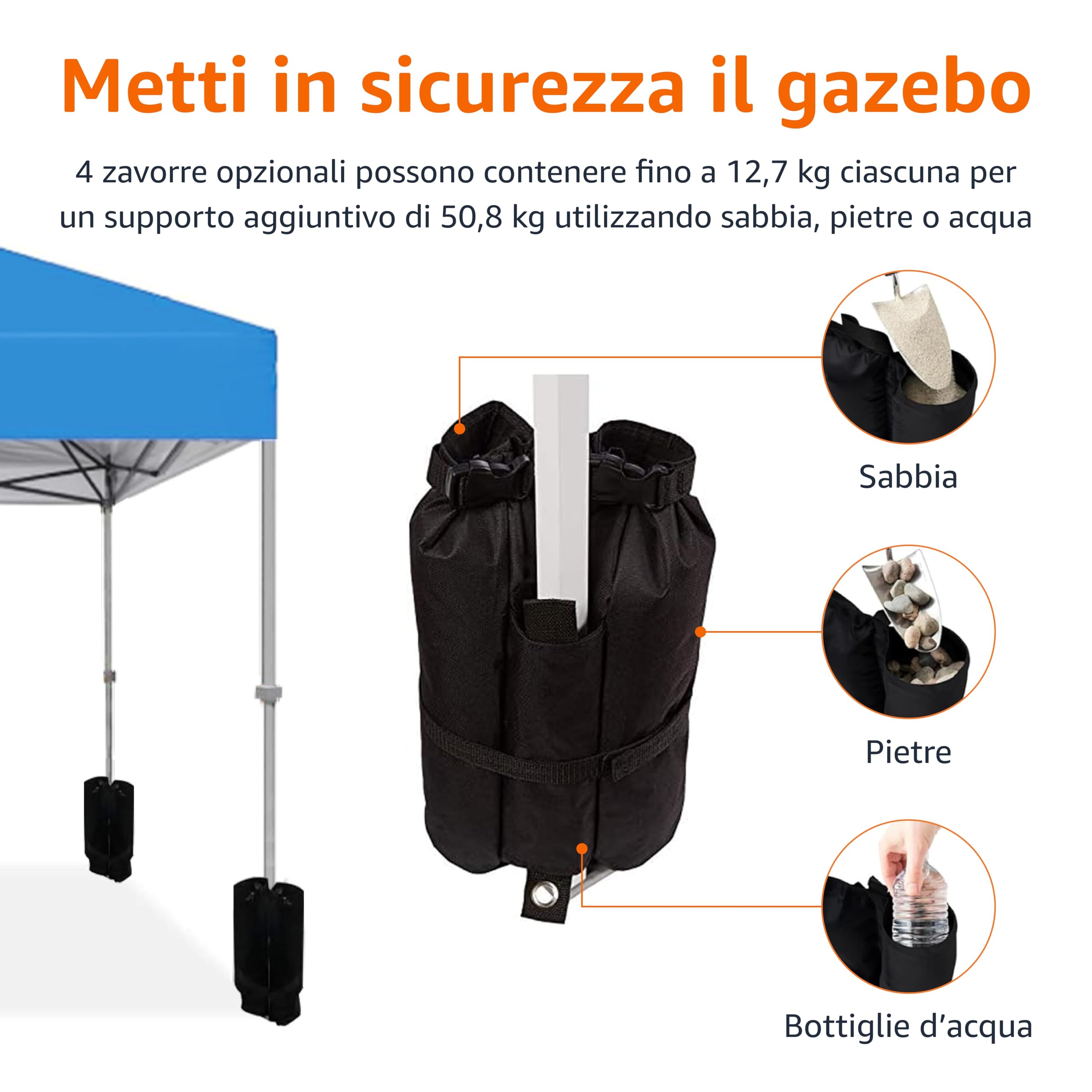 Amazon Basics Gazebo Pieghevole 3x3 m Blu con Ruote