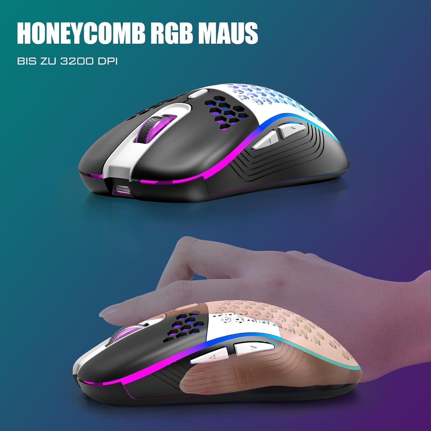 RedThunder K84 Tastiera e Mouse Wireless 75% RGB Bianco Nero