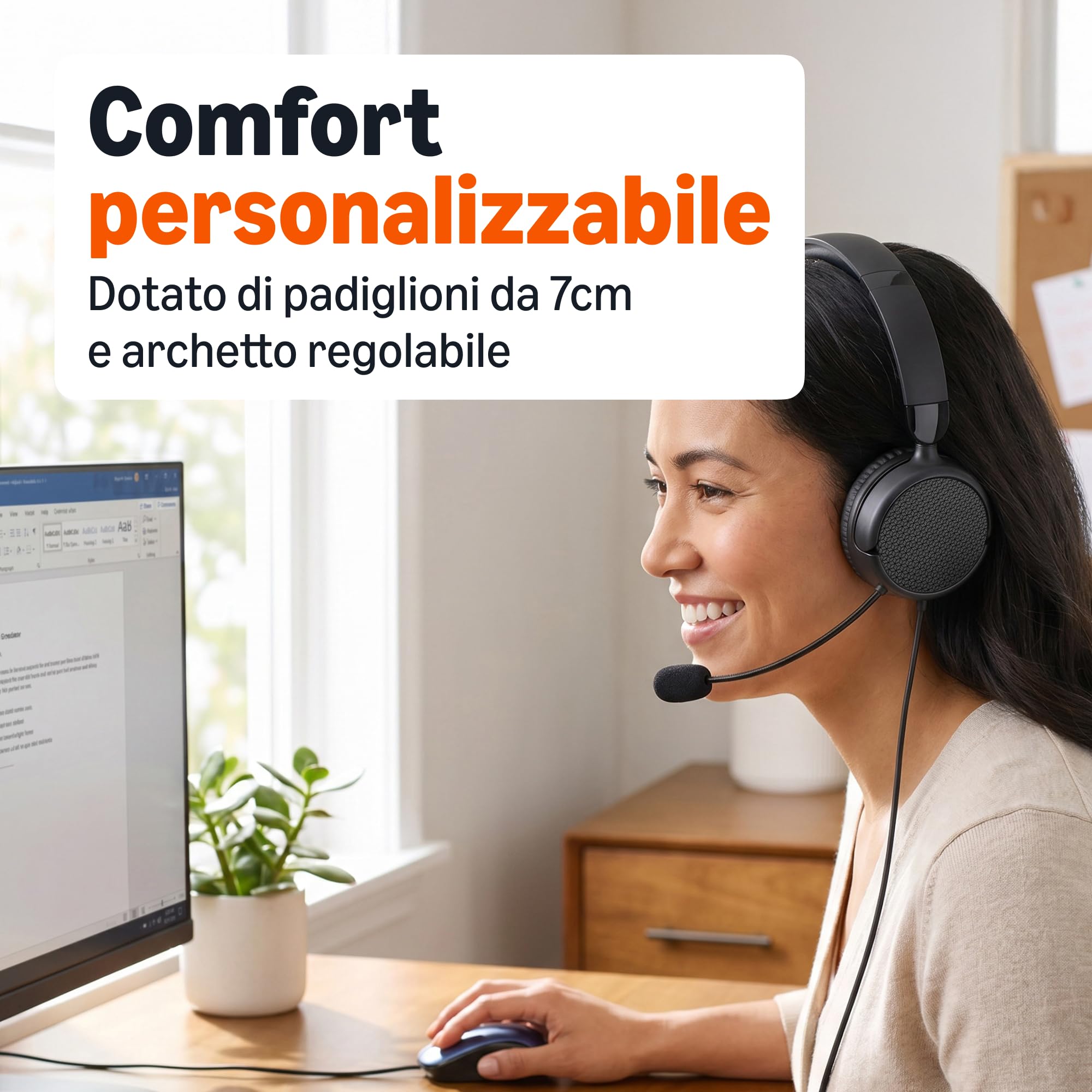 Amazon Basics Cuffie Cablate con Microfono Nere USB 3,5 mm