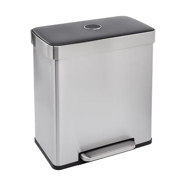 AmazonBasics Pattumiera 30+30L Doppia 60L Acciaio Inox