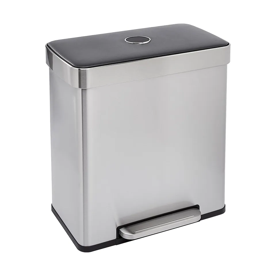 AmazonBasics Pattumiera 30+30L Doppia 60L Acciaio Inox