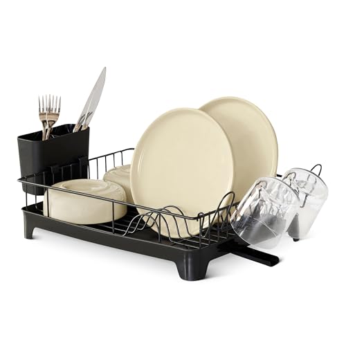 Amazon Basics Scolapiatti Acciaio Inox Nero Compatto
