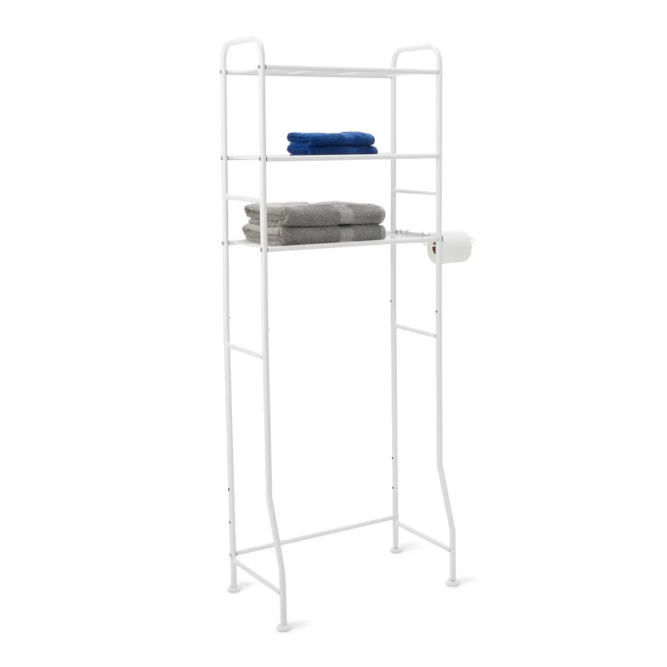 Amazon Basics organizer bagno 3 ripiani sopra WC bianco