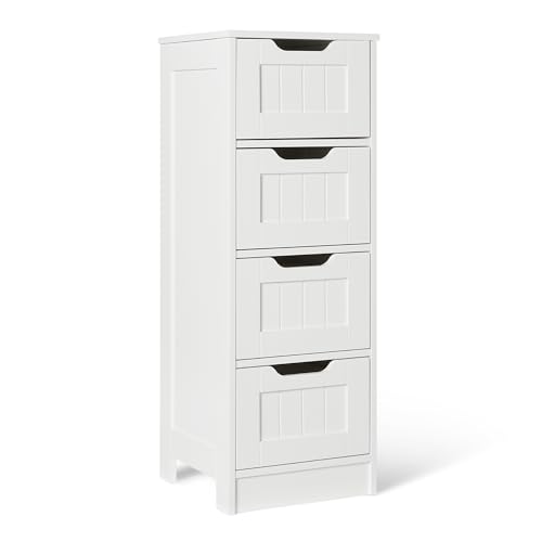 AmazonBasics Mobile Bagno 4 Cassetti Bianco MDF 30x30x82