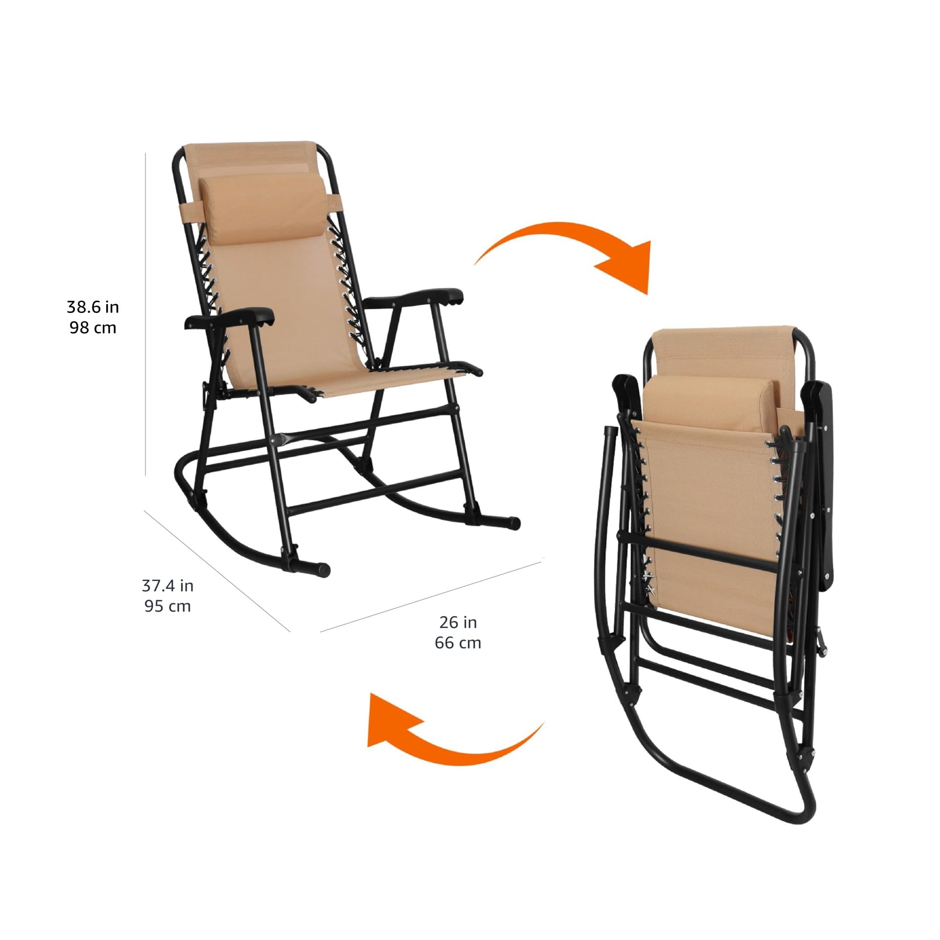 Amazon Basics Sedia a Dondolo Pieghevole Beige 98x95x66