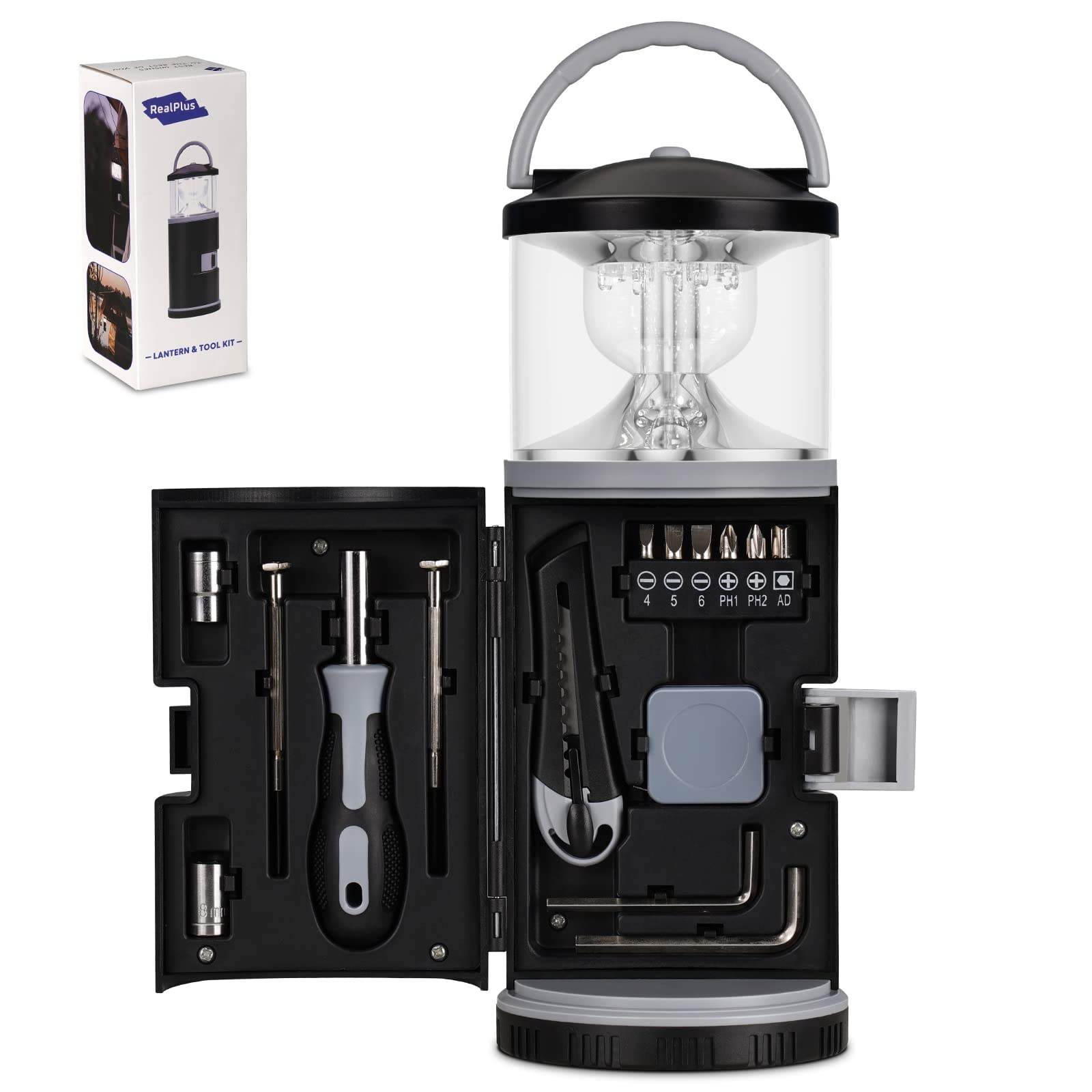 RealPlus Lanterna Campeggio LED con Kit Attrezzi Bianca