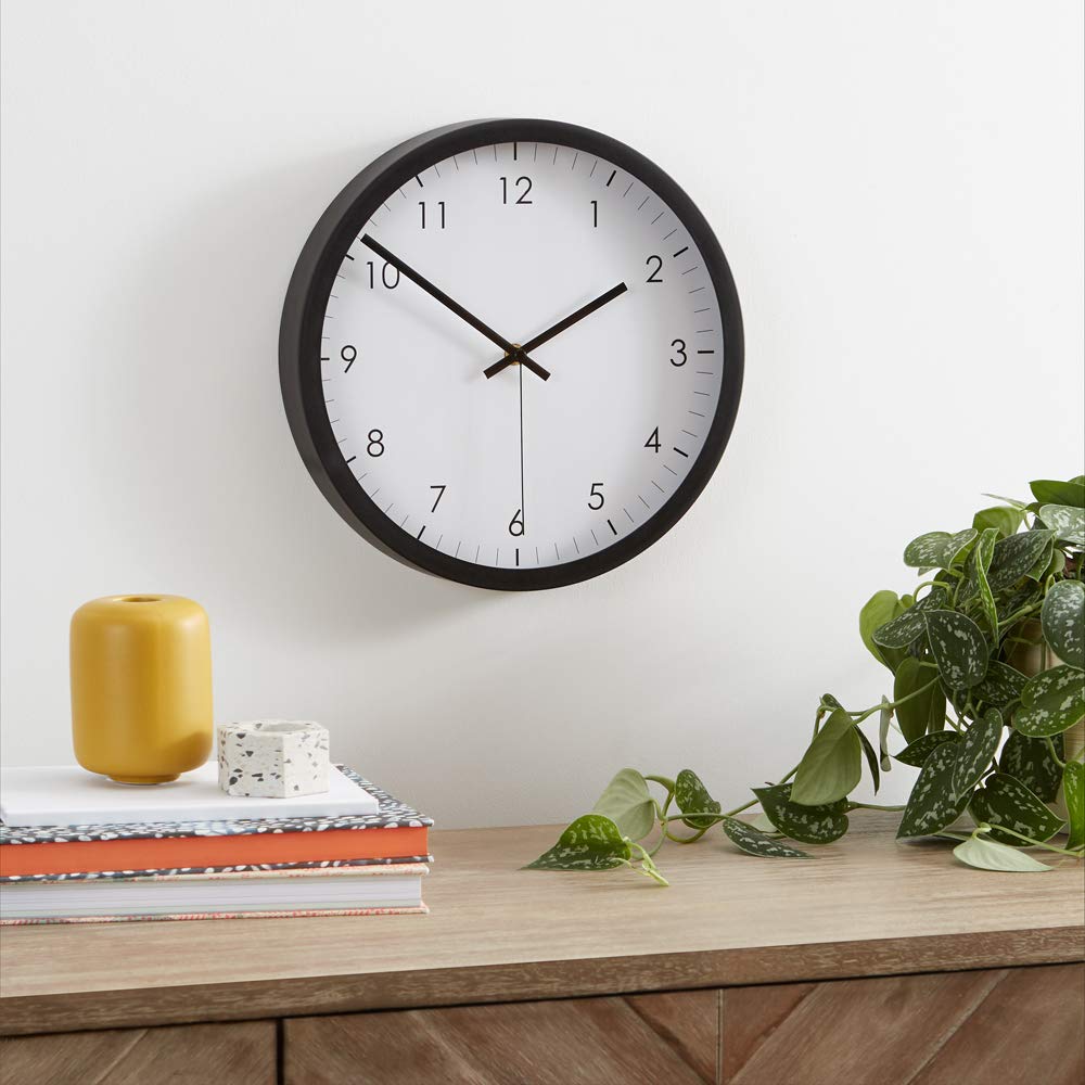 Amazon Basics Orologio da Parete 30 cm Nero Silenzioso