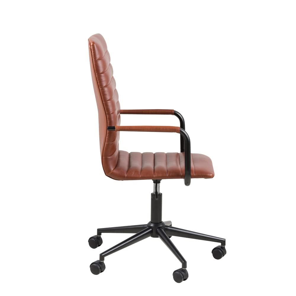 AmazonBasics Sedia Ufficio Ecopelle Marrone con Rotelle