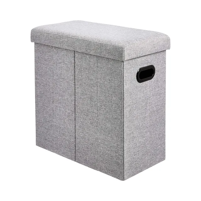 AmazonBasics Cesto Pieghevole con Coperchio Grigio Mélange 1pz