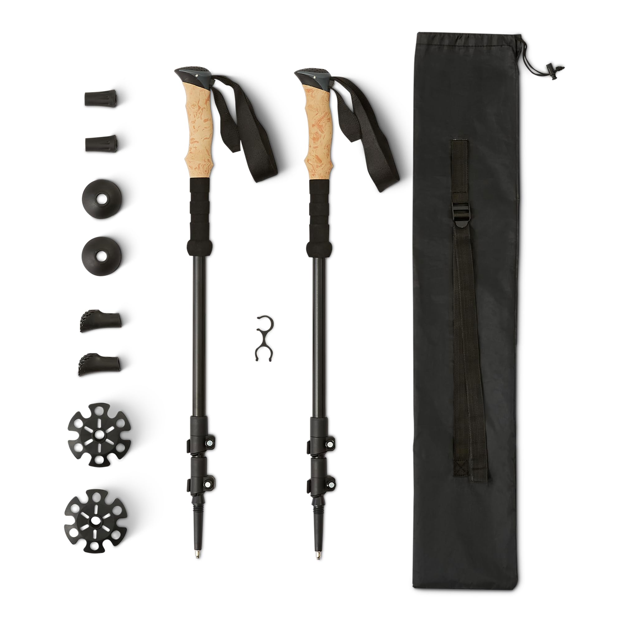 Amazon Basics bastoncini trekking alluminio 134,6 cm neri