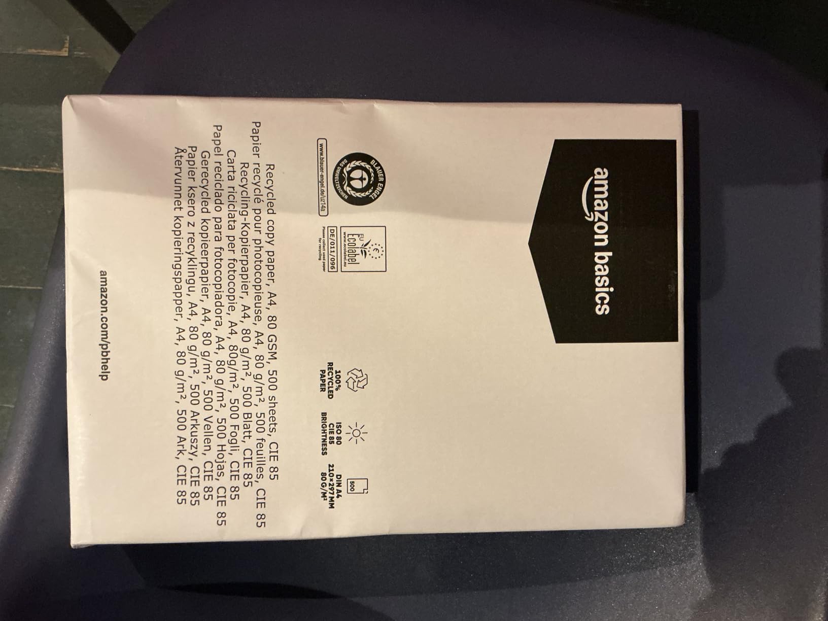 AmazonBasics Carta fotocopie A4 80gsm riciclata 2500 fogli