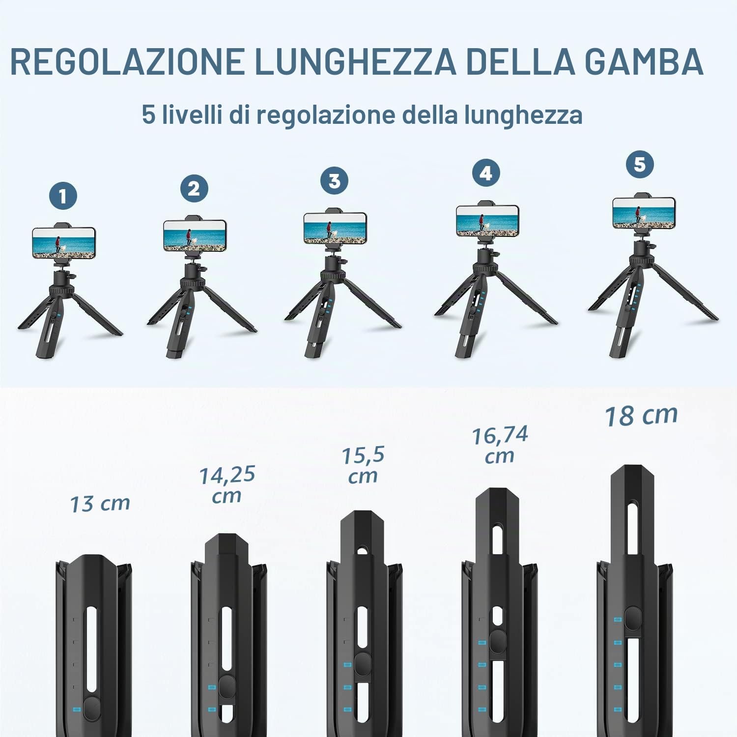 RealPlus Treppiede Smartphone Mini 360° con Custodia