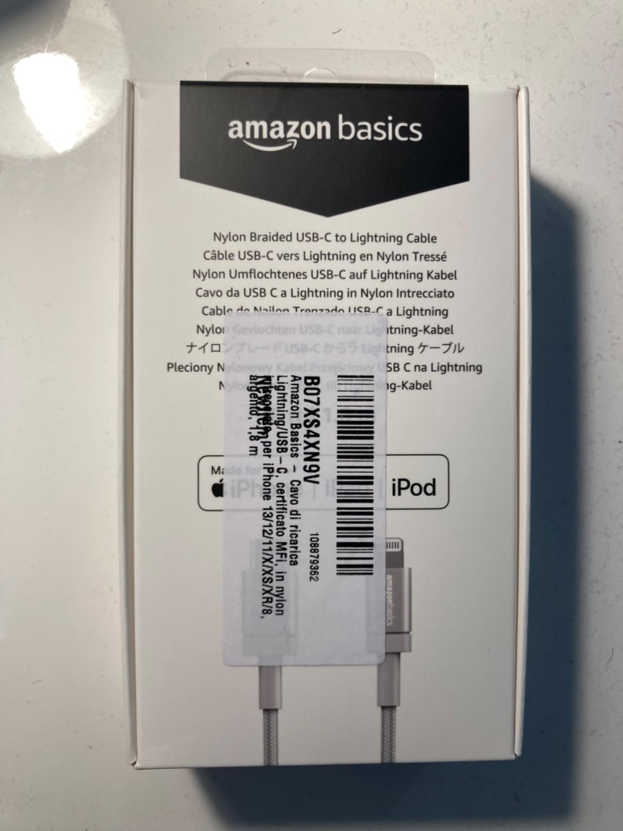 Amazon Basics Cavo USB-C Lightning 1,8 m Grigio Scuro MFi