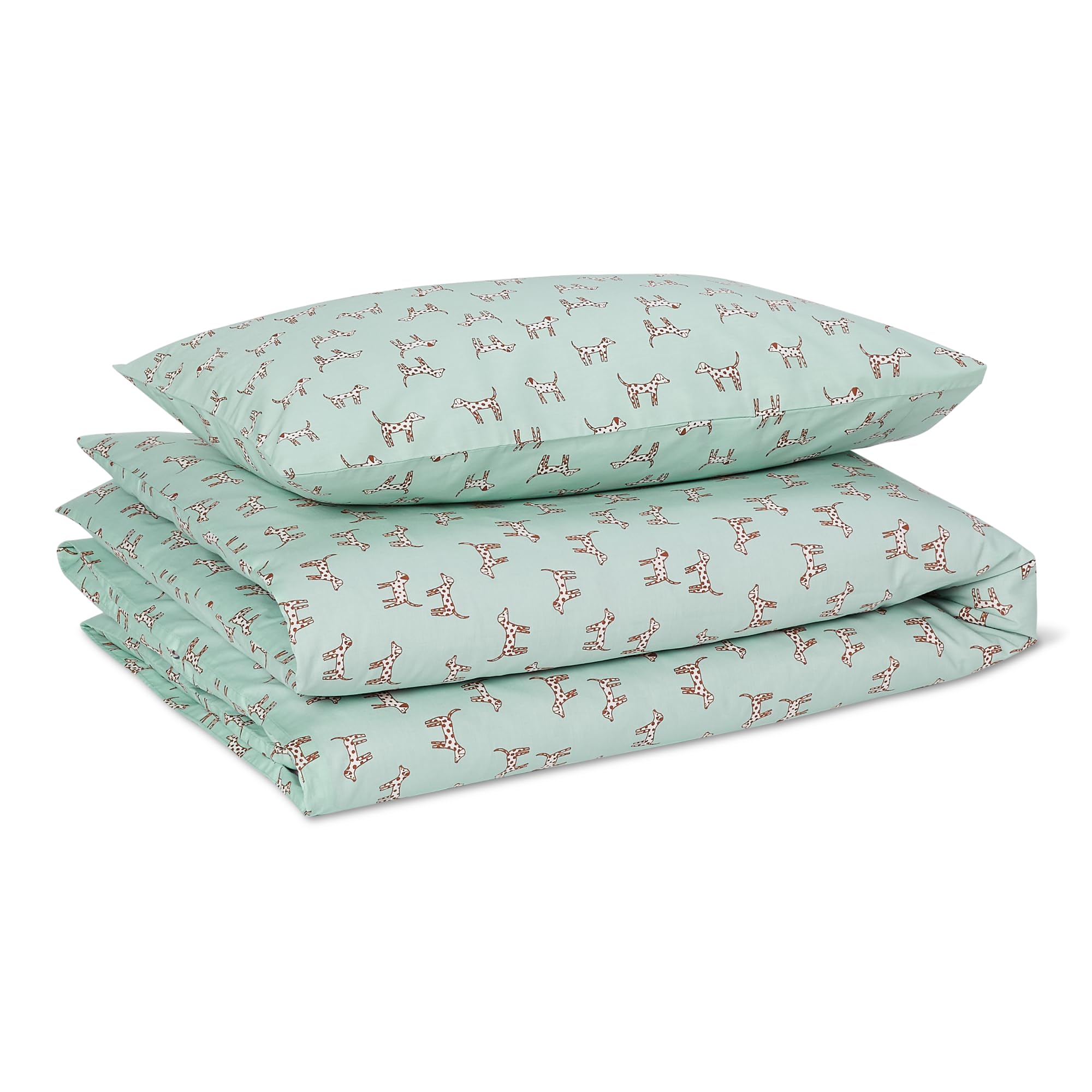 Amazon Basics Set Letto Bambini Cotone Bio Cani Menta 100x135 cm