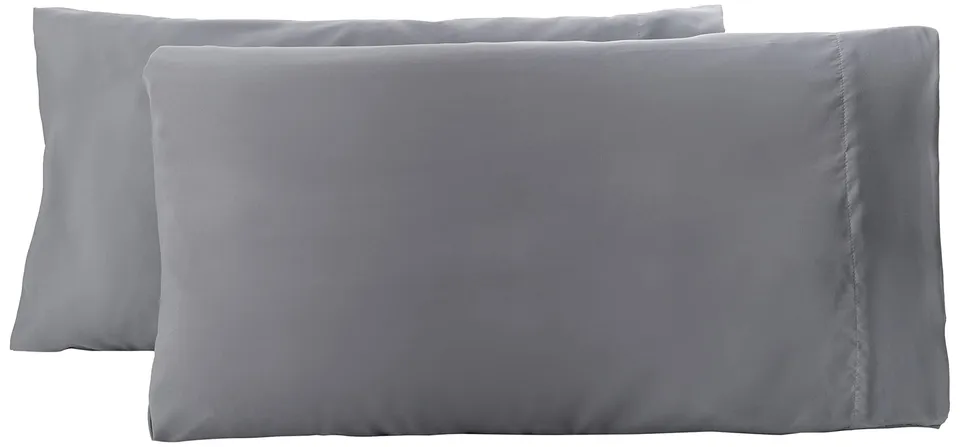Amazon Basics Federe Microfibra 50x80 cm 2 Pezzi Grigio Scuro Antipiega