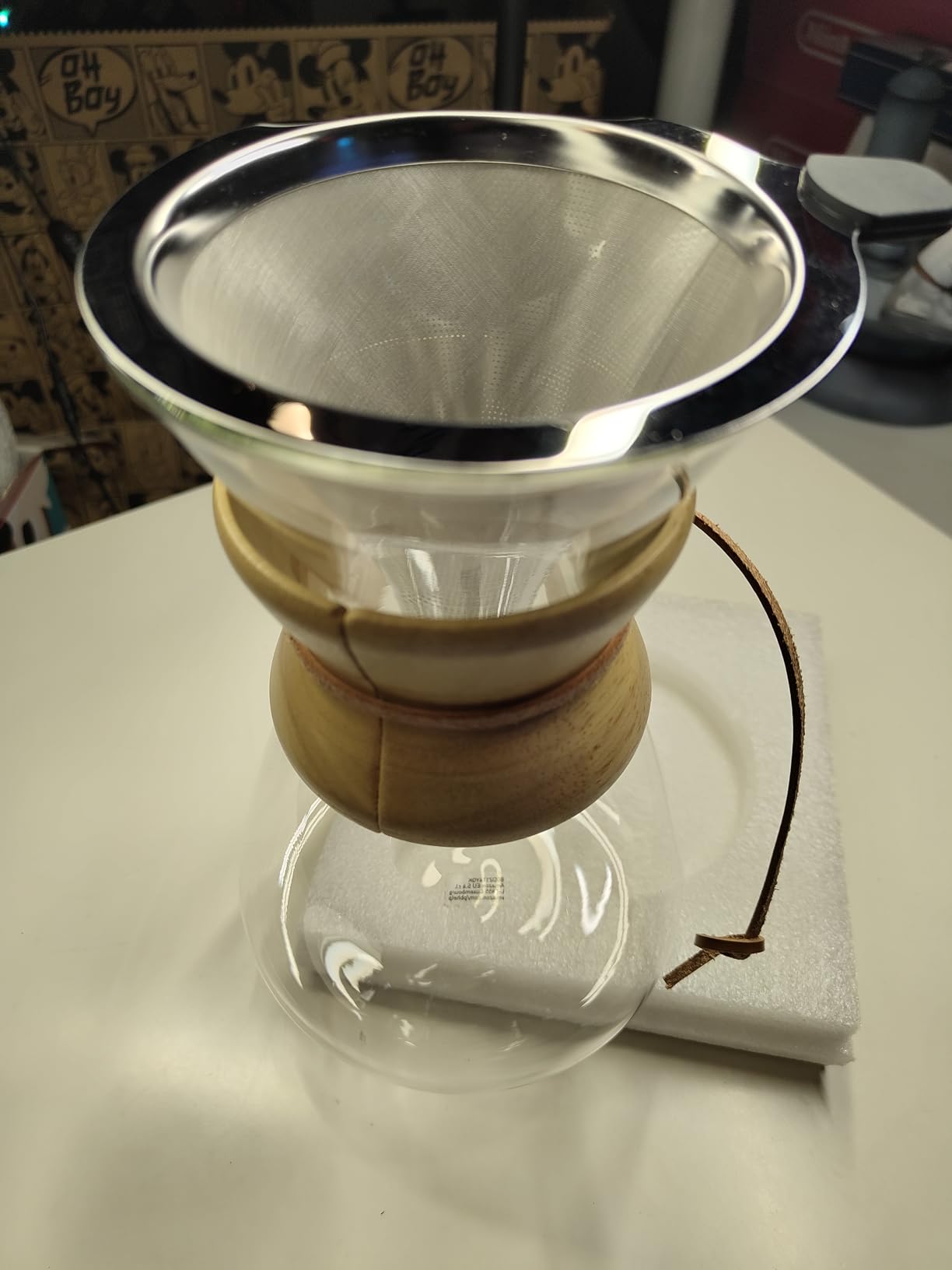 Amazon Basics caffettiera pour over vetro 1L filtro inox