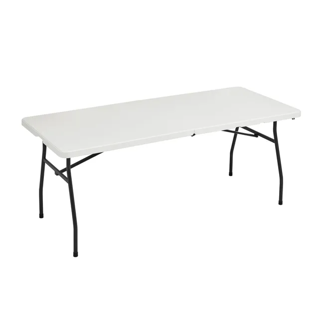 AmazonBasics Tavolo Pieghevole 182 cm Bianco con Maniglia