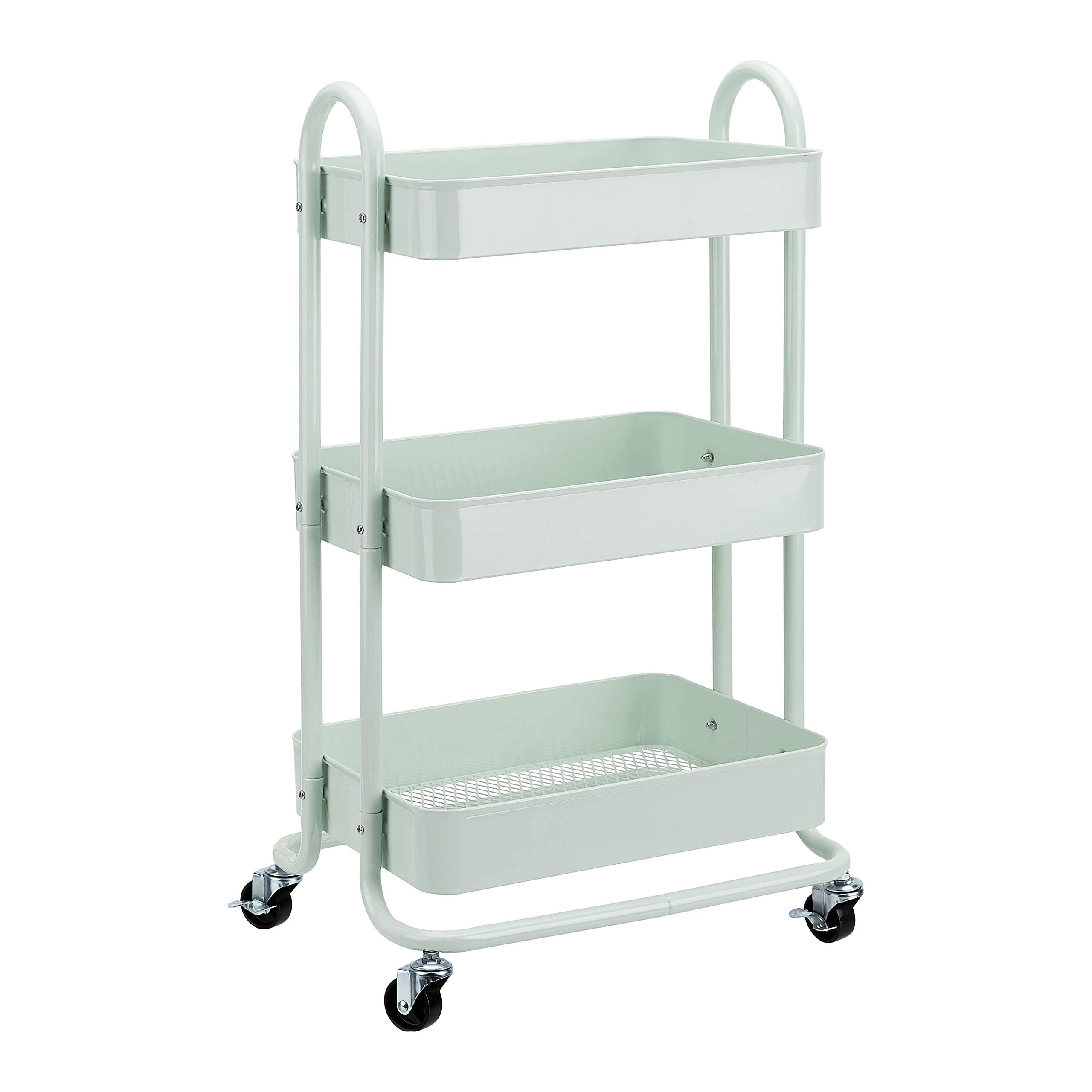 AmazonBasics carrello 3 scomparti verde menta con ruote