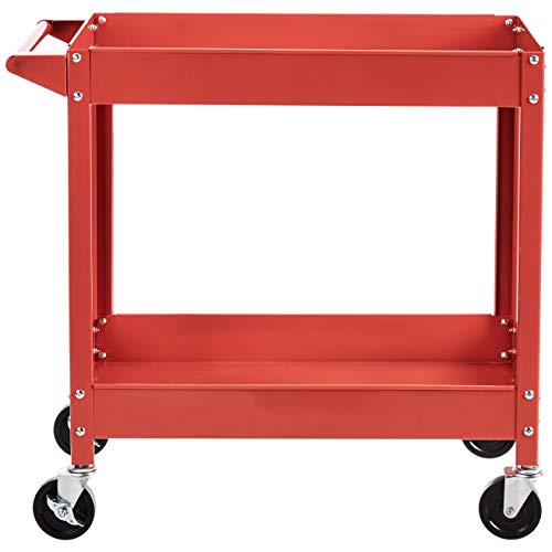 AmazonBasics Carrello Multiuso Acciaio 2 Ripiani Rosso 181 kg