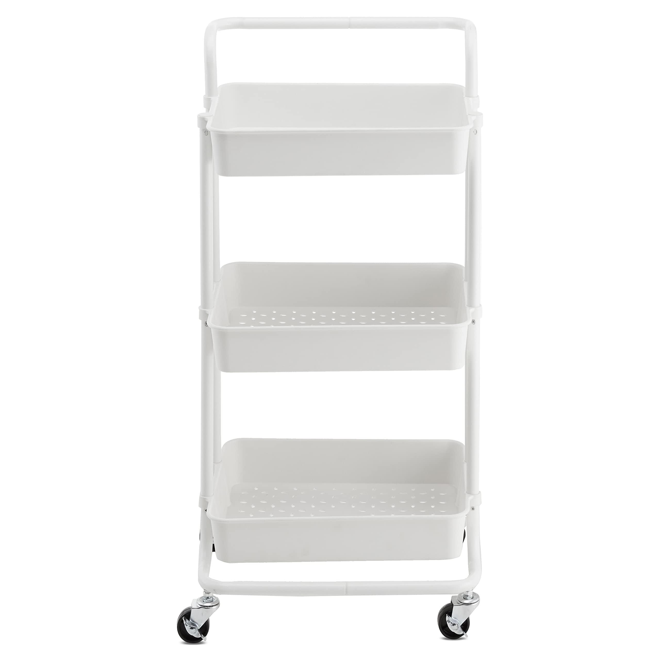 Amazon Basics Carrello 3 Ripiani Bianco con Ruote