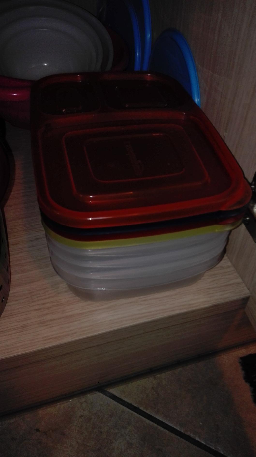 Amazon Basics Bento Lunch Box 3 Scomparti Set 4 Pezzi