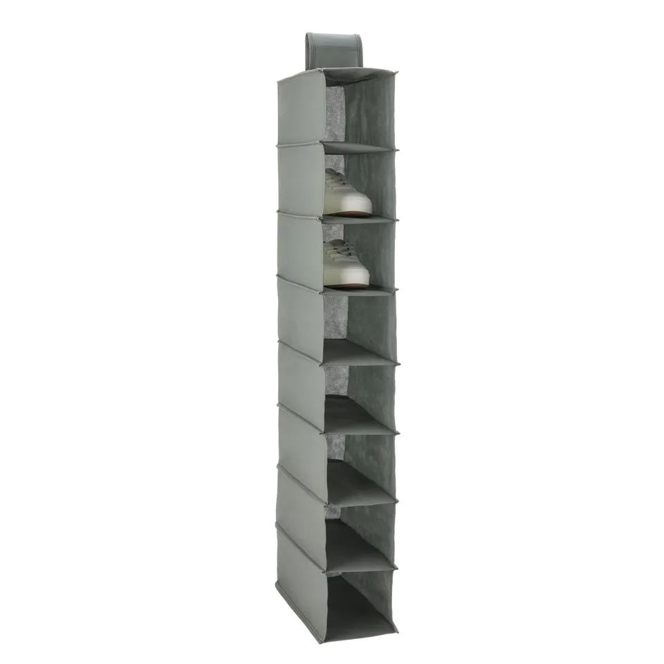 AmazonBasics Scarpiera Appesa 8 Ripiani Tessuto Grigio Scuro