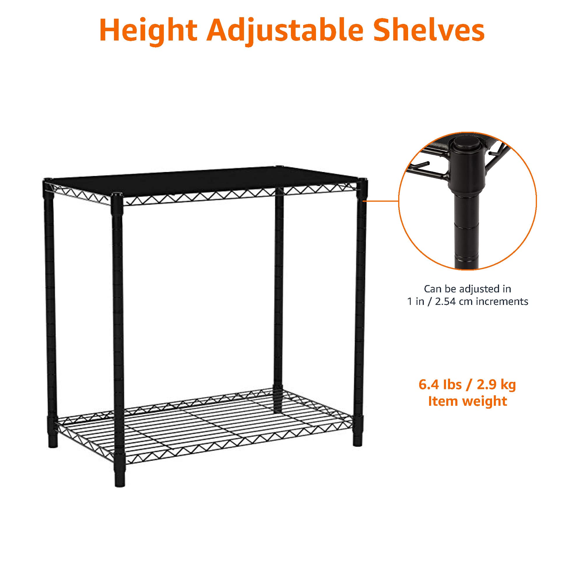 AmazonBasics Scaffale Impilabile 2 Ripiani Nero Metallo