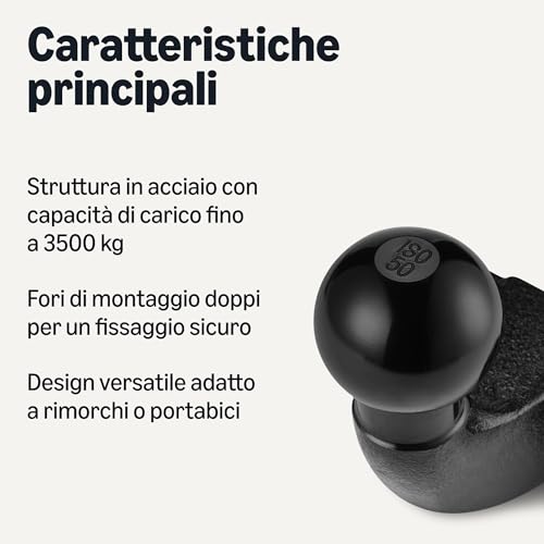 Amazon Basics Sfera Traino 50 mm Nera 3500 kg Acciaio
