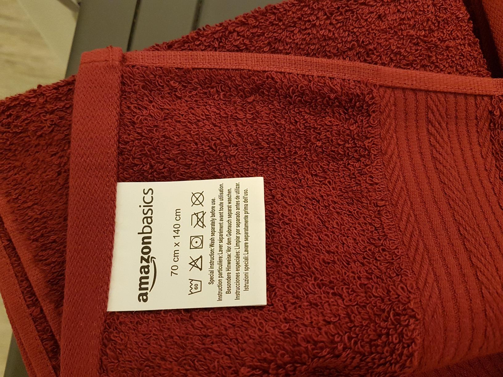 AmazonBasics Set Asciugamani Cotone 6 Pezzi Rosso assorbente