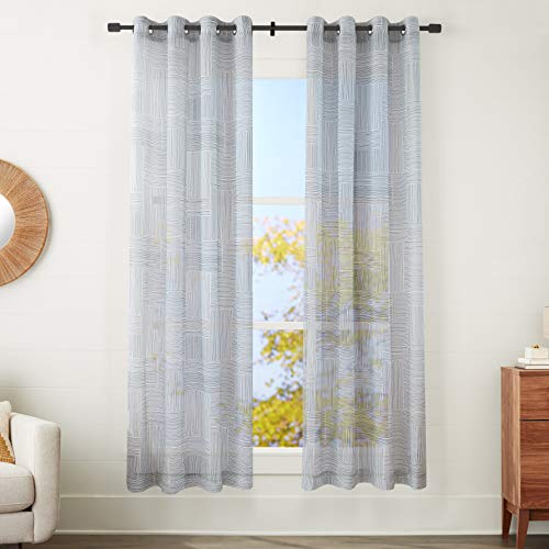 AmazonBasics Painterly Grid Tenda Velata 127x241cm Grigia 2 Pezzi