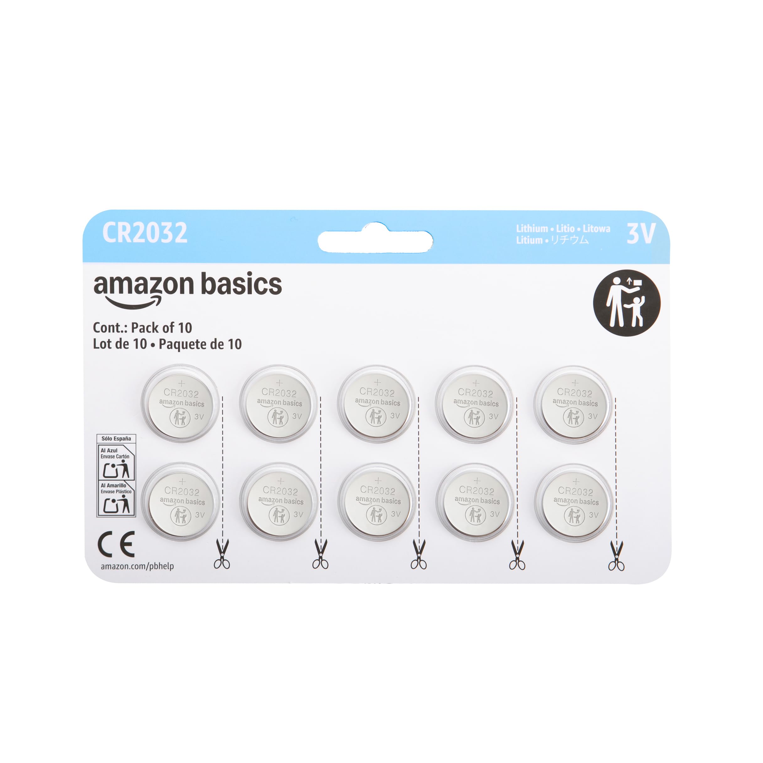 AmazonBasics CR2032 batterie a bottone litio confezione 6 pezzi 3V