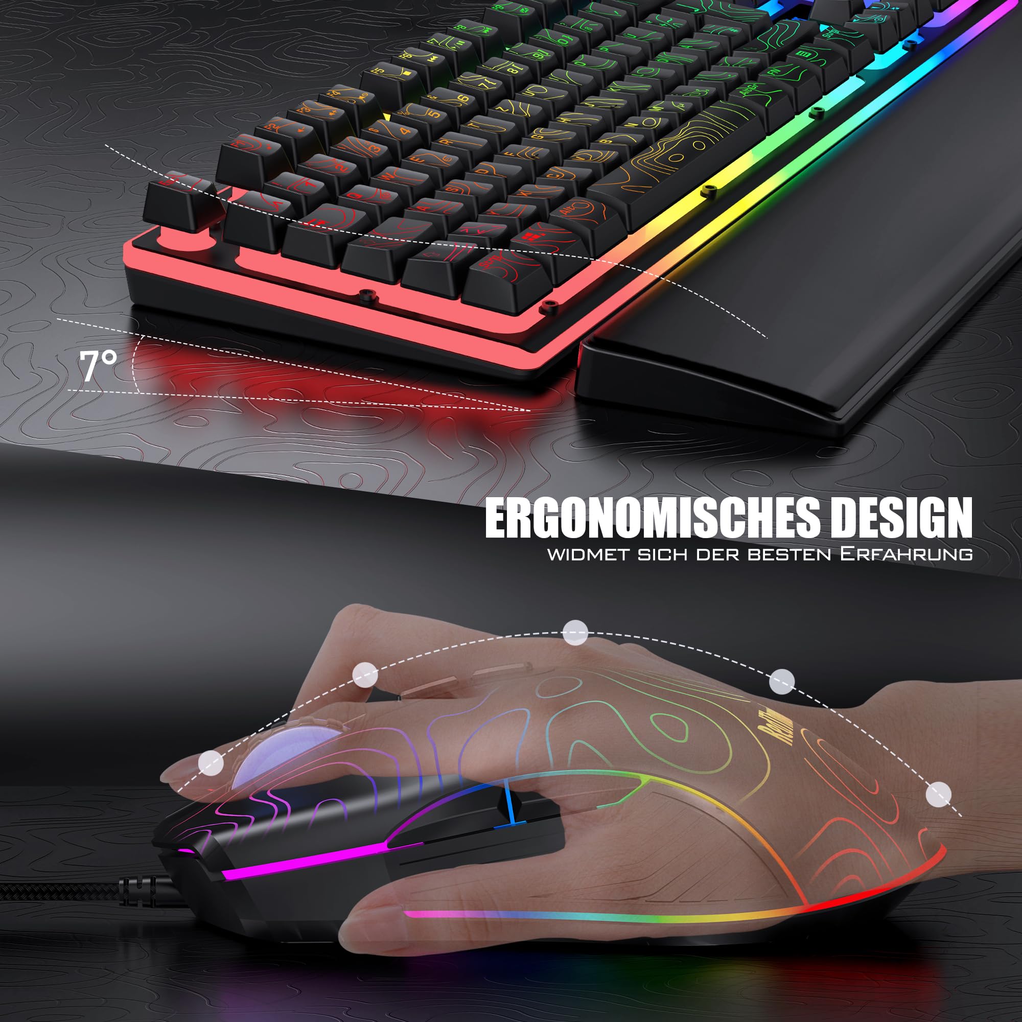 RedThunder K10 Set Tastiera Mouse Gaming RGB QWERTZ