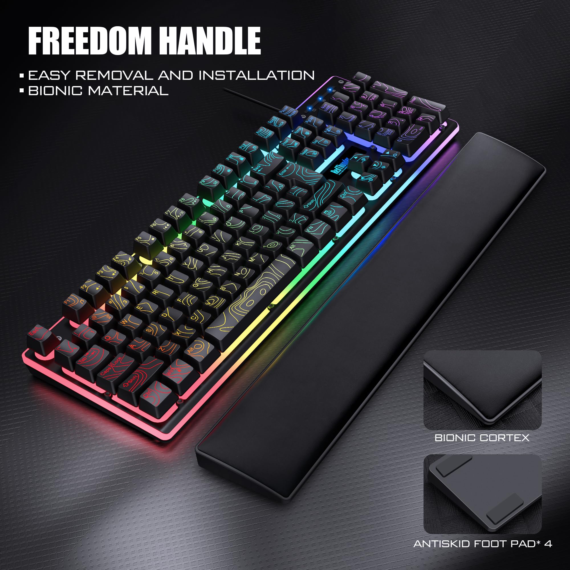 RedThunder K10 Tastiera Mouse Gaming RGB Poggiapolsi